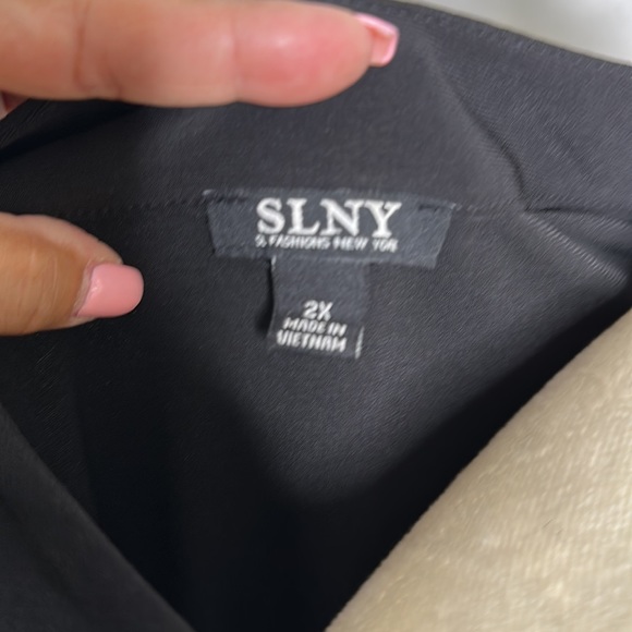 SLNY Dress with Split Front Multi Color Black & Green-6001 - Picture 2 of 2